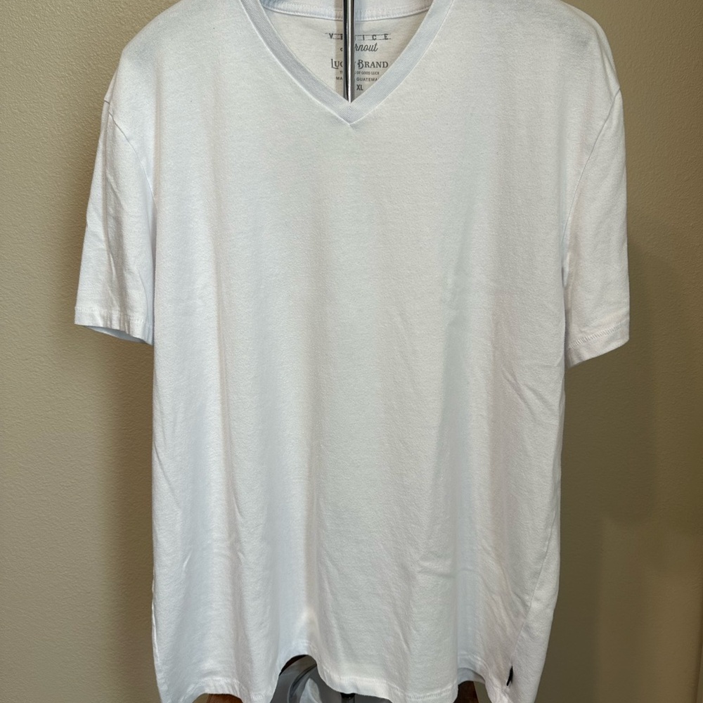 White Burnout V-Neck T-Shirt